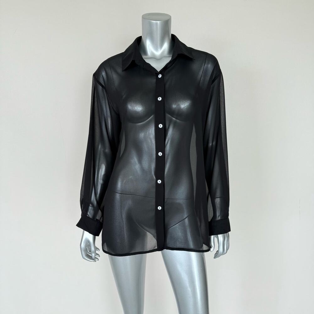 Women sheer black blouse size S